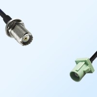 Fakra N 6019 Pastel Green Male Mini UHF Bulkhead Female Cable Assembly