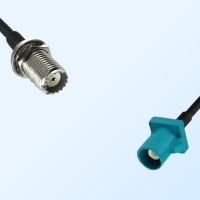 Fakra Z 5021 Water Blue Male Mini UHF Bulkhead Female Cable Assemblies