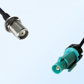 Fakra Z Water Blue Male Waterproof to Mini UHF Bulkhead Female Cable