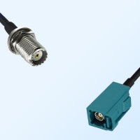 Fakra Z Water Blue Female Mini UHF Bulkhead Female Cable Assemblies