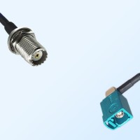 Fakra Z Water Blue Female R/A Mini UHF Bulkhead Female Cable Assembly