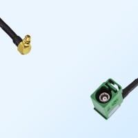 Fakra E 6002 Green Female R/A - MMCX Male R/A Coaxial Cable Assemblies