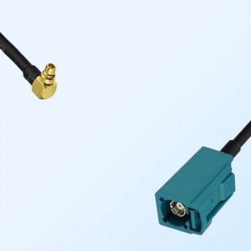 Fakra Z 5021 Water Blue Female - MMCX Male R/A Cable Assemblies