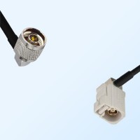 Fakra B 9001 White Female R/A - N Male R/A Coaxial Cable Assemblies