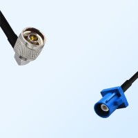 Fakra C 5005 Blue Male - N Male Right Angle Coaxial Cable Assemblies