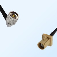 Fakra I 1001 Beige Male - N Male Right Angle Coaxial Cable Assemblies