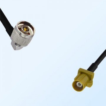 Fakra K 1027 Curry Male - N Male Right Angle Coaxial Cable Assemblies