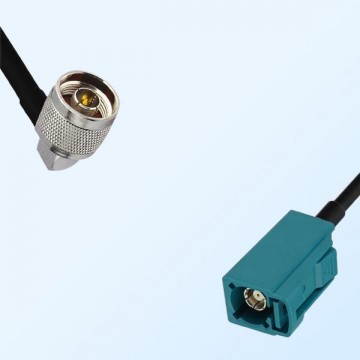 Fakra Z 5021 Water Blue Female - N Male R/A Coaxial Cable Assemblies