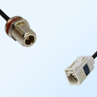 Fakra B 9001 White Female N O-Ring Bulkhead Female Cable Assemblies
