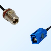 Fakra C 5005 Blue Female N O-Ring Bulkhead Female Cable Assemblies