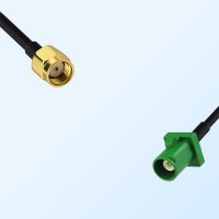 Fakra E 6002 Green Male - RP SMA Male Coaxial Cable Assemblies