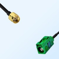 Fakra E 6002 Green Female - RP SMA Male Coaxial Cable Assemblies