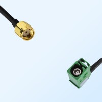 Fakra E 6002 Green Female R/A - RP SMA Male Coaxial Cable Assemblies