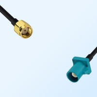 Fakra Z 5021 Water Blue Male - RP SMA Male Coaxial Cable Assemblies