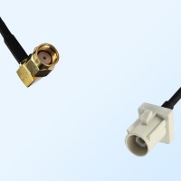 Fakra B 9001 White Male - RP SMA Male R/A Coaxial Cable Assemblies