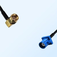 Fakra C 5005 Blue Male - RP SMA Male R/A Coaxial Cable Assemblies