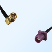 Fakra D 4004 Bordeaux Male - RP SMA Male R/A Coaxial Cable Assemblies