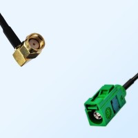 Fakra E 6002 Green Female - RP SMA Male R/A Coaxial Cable Assemblies