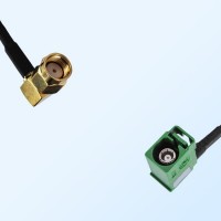 Fakra E 6002 Green Female R/A - RP SMA Male R/A Cable Assemblies