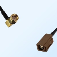 Fakra F 8011 Brown Female - RP SMA Male R/A Coaxial Cable Assemblies