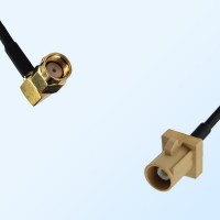 Fakra I 1001 Beige Male - RP SMA Male R/A Coaxial Cable Assemblies