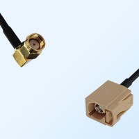 Fakra I 1001 Beige Female - RP SMA Male R/A Coaxial Cable Assemblies