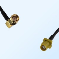 Fakra K 1027 Curry Male - RP SMA Male R/A Coaxial Cable Assemblies