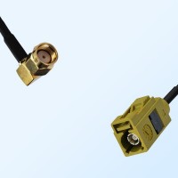 Fakra K 1027 Curry Female - RP SMA Male R/A Coaxial Cable Assemblies