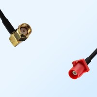 Fakra L 3002 Carmin Red Male - RP SMA Male R/A Cable Assemblies