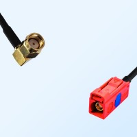 Fakra L 3002 Carmin Red Female - RP SMA Male R/A Cable Assemblies