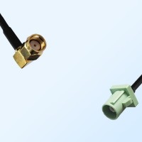 Fakra N 6019 Pastel Green Male - RP SMA Male R/A Cable Assemblies