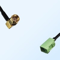 Fakra N 6019 Pastel Green Female - RP SMA Male R/A Cable Assemblies