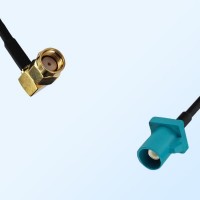 Fakra Z 5021 Water Blue Male - RP SMA Male R/A Cable Assemblies