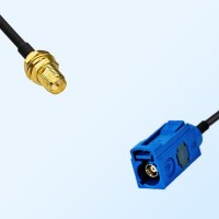 Fakra C 5005 Blue Female - RP SMA Bulkhead Female Cable Assemblies
