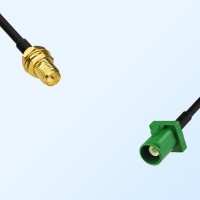Fakra E 6002 Green Male - RP SMA Bulkhead Female Cable Assemblies