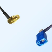 Fakra C 5005 Blue Female R/A RP SMA Bulkhead Female R/A Cable Assembly