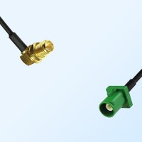 Fakra E 6002 Green Male - RP SMA Bulkhead Female R/A Cable Assemblies