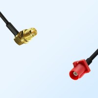Fakra L 3002 Carmin Red Male RP SMA Bulkhead Female R/A Cable Assembly