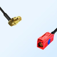 Fakra L 3002 Carmin Red Female RP SMA Bulkhead Female R/A Cable