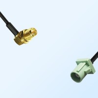 Fakra N 6019 Pastel Green Male RP SMA Bulkhead Female R/A Cable