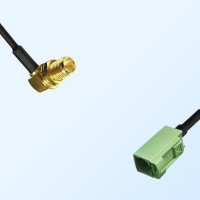 Fakra N 6019 Pastel Green Female RP SMA Bulkhead Female R/A Cable
