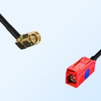 Fakra L 3002 Carmin Red Female - SMA Male R/A Coaxial Cable Assemblies