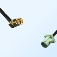 Fakra N 6019 Pastel Green Male - SMA Male R/A Coaxial Cable Assemblies