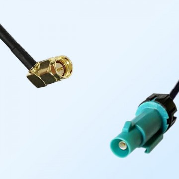Fakra Z Water Blue Male Waterproof to SMA Male Right Angle Cable