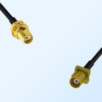 Fakra K 1027 Curry Male - SMA Bulkhead Female Coaxial Cable Assemblies