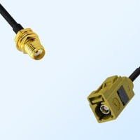 Fakra K 1027 Curry Female - SMA Bulkhead Female Cable Assemblies