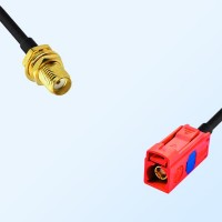 Fakra L 3002 Carmin Red Female - SMA Bulkhead Female Cable Assemblies