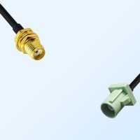 Fakra N 6019 Pastel Green Male - SMA Bulkhead Female Cable Assemblies