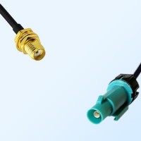 Fakra Z Water Blue Male Waterproof to SMA Bulkhead Female Cable