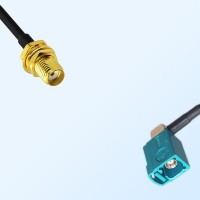 Fakra Z Water Blue Female R/A SMA Bulkhead Female Cable Assemblies